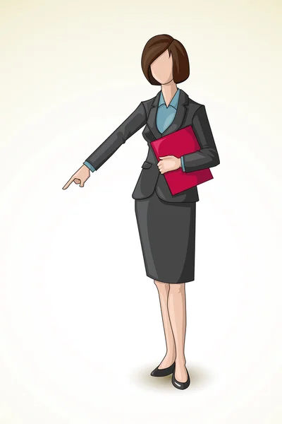 Business Lady pointant vers le bas — Image vectorielle