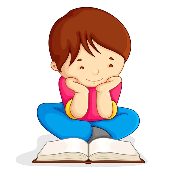 Jongen lezing open boek — Stockvector