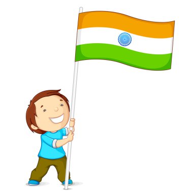 Boy Holding Indian Flag clipart