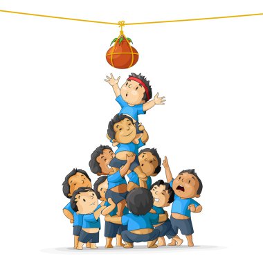 Boys breaking Dahi Handi clipart