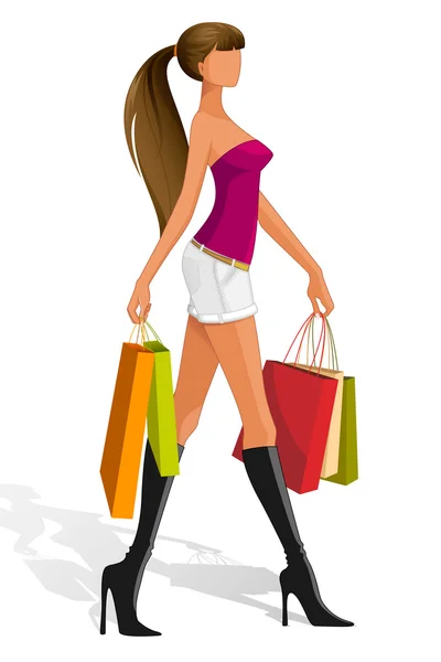 Senhora com saco de compras — Vetor de Stock