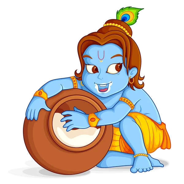 Signore Krishna rubare makhaan — Vettoriale Stock