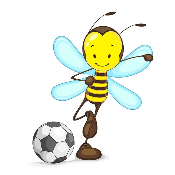 Μέλισσα, παίζοντας ποδόσφαιρο — Διανυσματικό Αρχείο