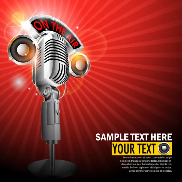 Microphone avec étiquette On Air — Image vectorielle