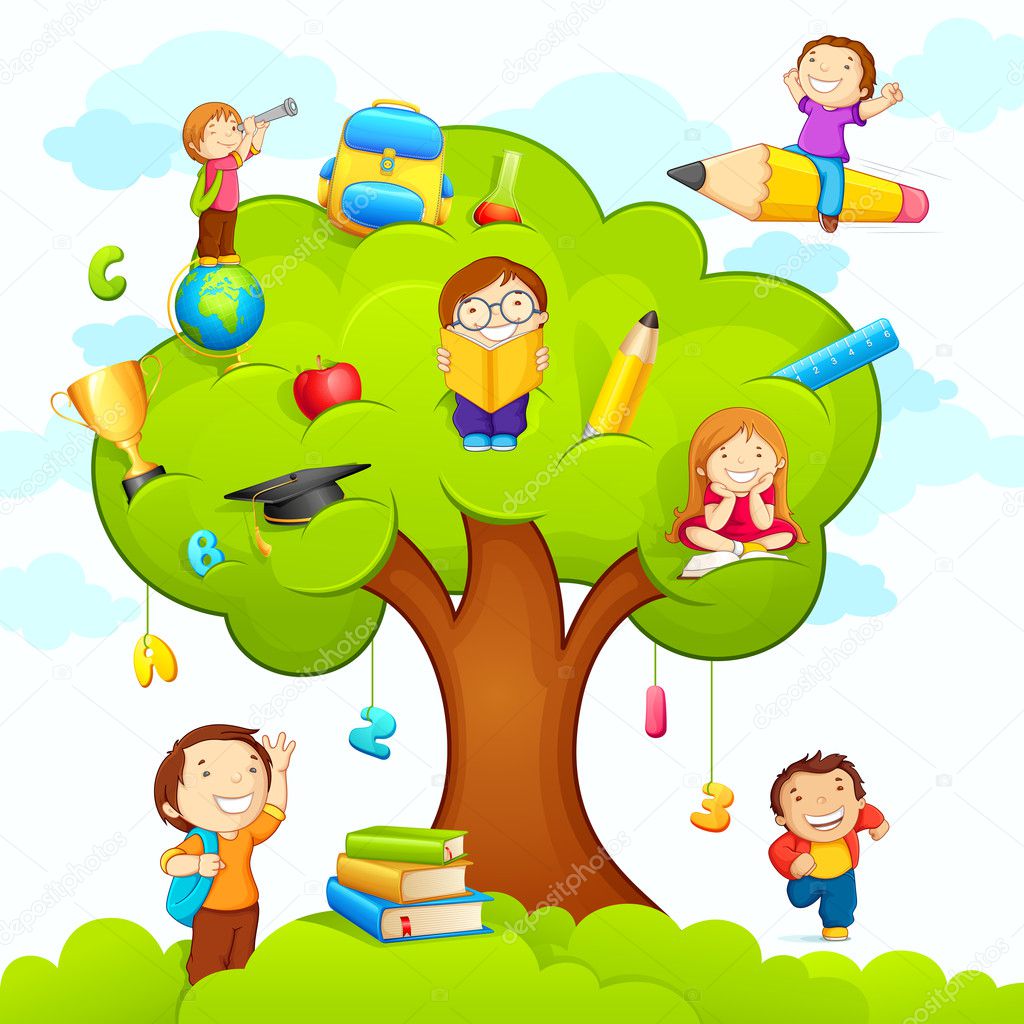 Kids studying on Tree