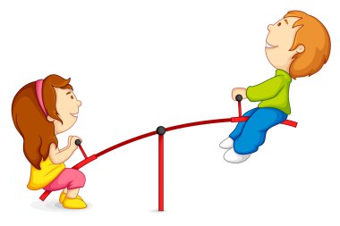 Kids on Seesaw clipart