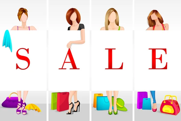 Lady Shopping à vendre — Image vectorielle