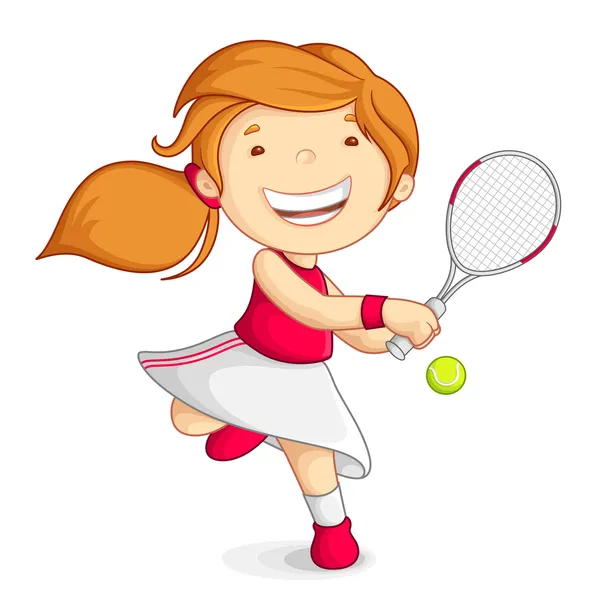 Tenis oynayan kız vektör — Stok Vektör