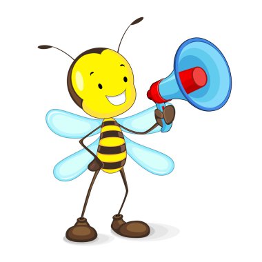 Bee announcing in Megaphone clipart