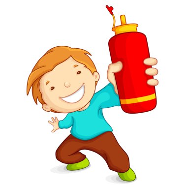 Boy with Water Bottle clipart