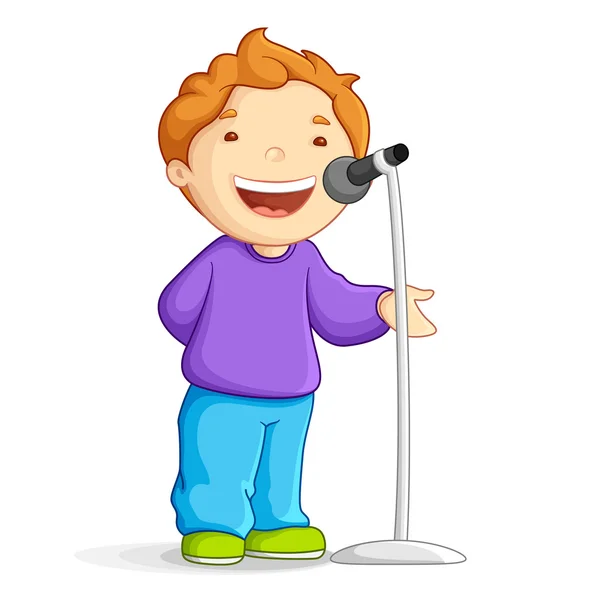 Zingen school jongen — Stockvector