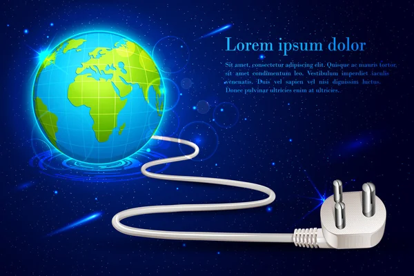 Cable de alimentación conectado con la Tierra — Vector de stock