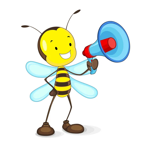 Bee annuncia in Megafono — Vettoriale Stock
