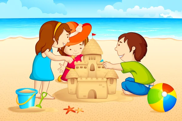 Πιτσιρικάδων άμμου κάστρο — Διανυσματικό Αρχείο