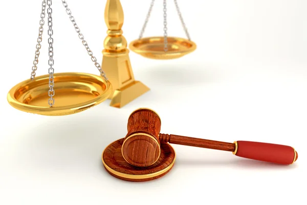 Wooden Law Gavel with Scale — Stock Photo, Image