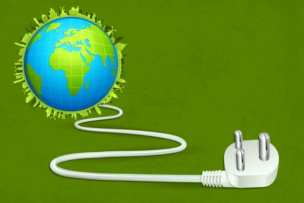 Cable de alimentación conectado con la Tierra — Vector de stock