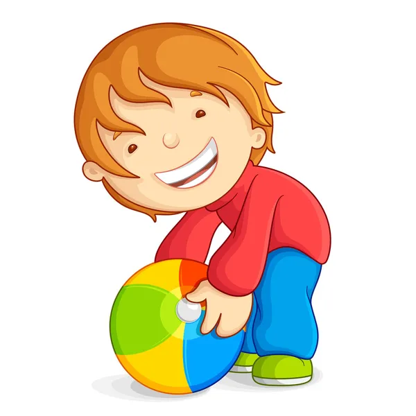 Ребенок играет с пляжным мячом — стоковый вектор