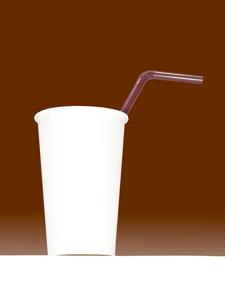 Um copo e palha em branco — Fotografia de Stock