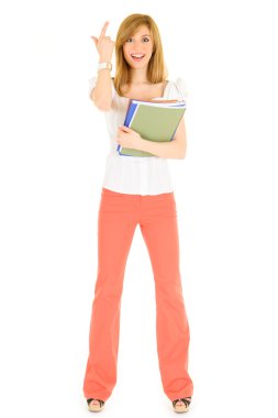 Young student white shirt idea concept clipart