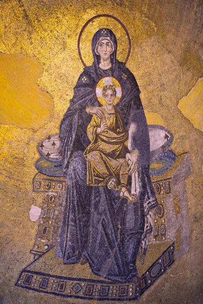 Дева Мария и дитя Христос, Апсида Мозаика, Агия София, I — стоковое фото