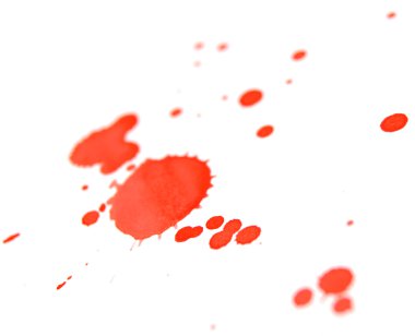 Kırmızı sıçraması. Beyaz bir arka plan üzerinde.