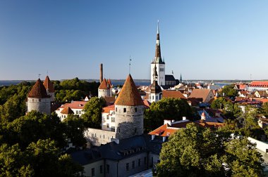 Panoramic view of Tallinn old city center clipart