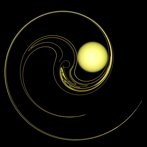 Spirale dorée sur fond noir — Photo
