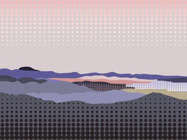 Mountain landscape stylized with halftone effect clipart