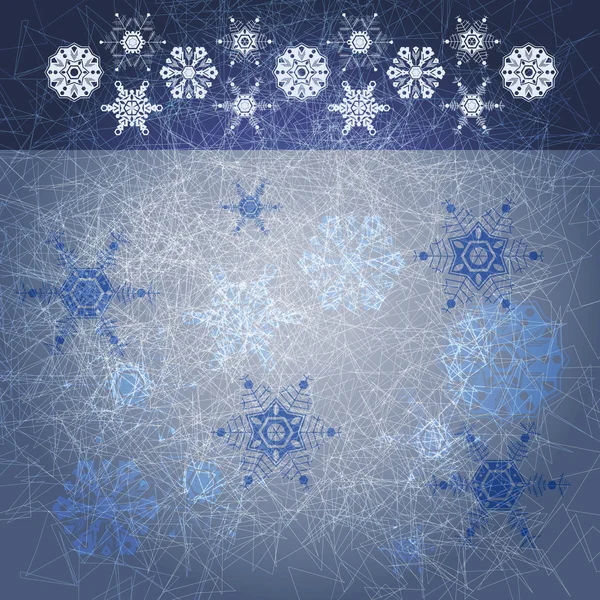 Blauwe grunge winter achtergrond met sneeuwvlokken — Stockvector
