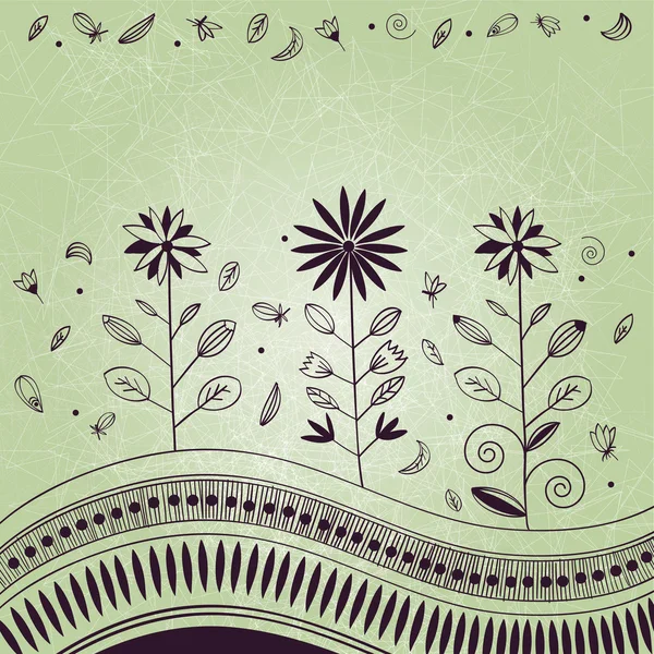 抽象的软手绘制 grunge 效果的花卉装饰 — 图库矢量图片