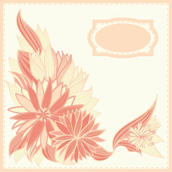 Elegantní měkké růžové Pohlednice s květinami a rámečky — Stockový vektor
