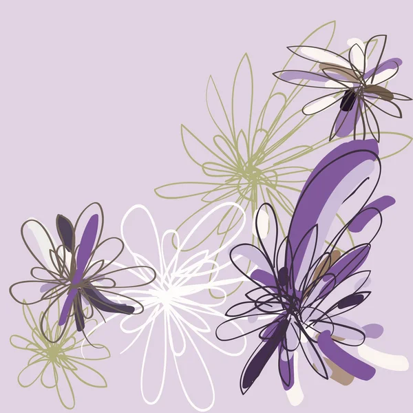 Fondo floral estilizado con flores violetas — Vector de stock