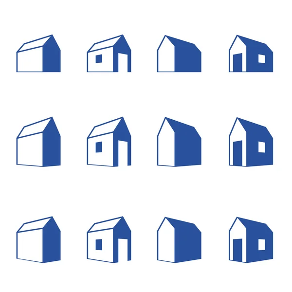 Various signs of small houses in perspective — Stock Vector