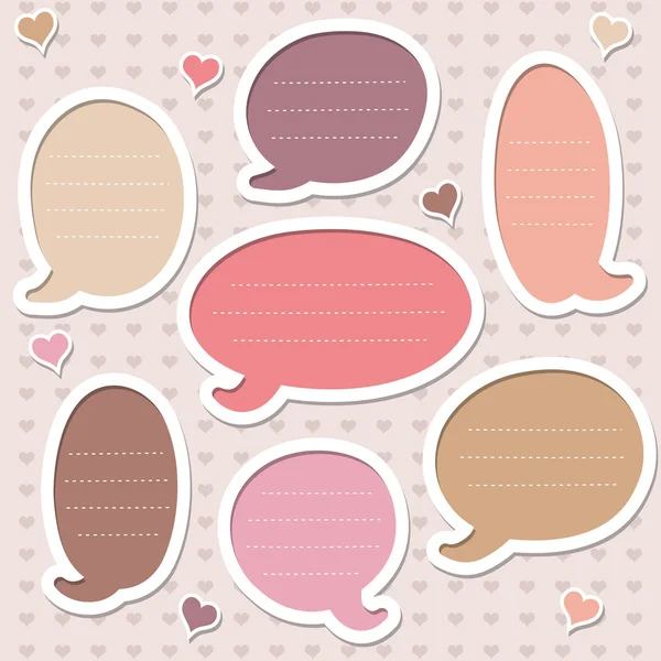 Set of frames decorated with hearts. Pink speech bubbles. Vector design elements — Stock Vector