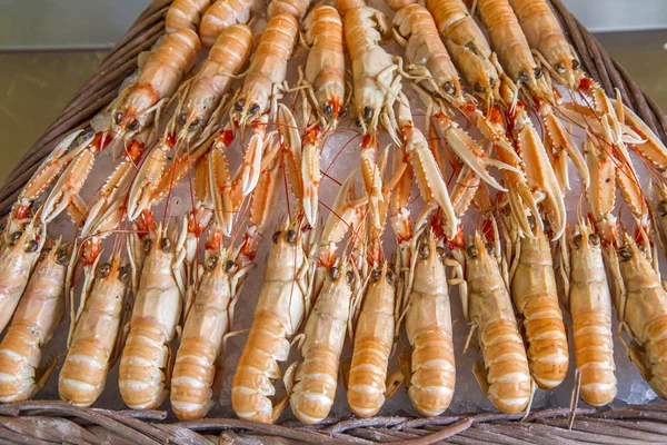 stock image Langoustines on ice on a french market, Paris