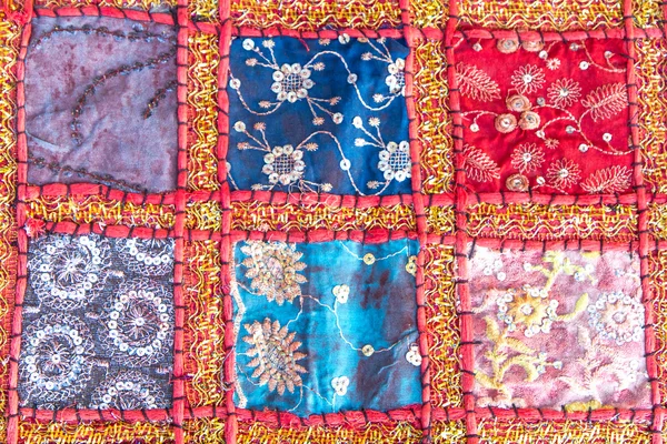 Handmade patchwork quilt from India — Stock Photo, Image