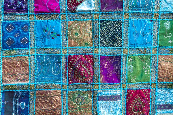Handmade patchwork quilt from India — Stock Photo, Image