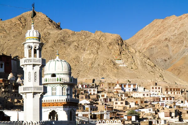 Leh, la capital de Ladakh, India, con mezquita — Foto de Stock