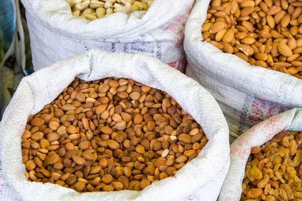 Apricot seeds on a market in Ladakh, India — Stock Photo, Image