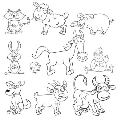 Coloring book with farm animals clipart