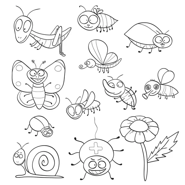 Coloring book with insects — Stock Vector