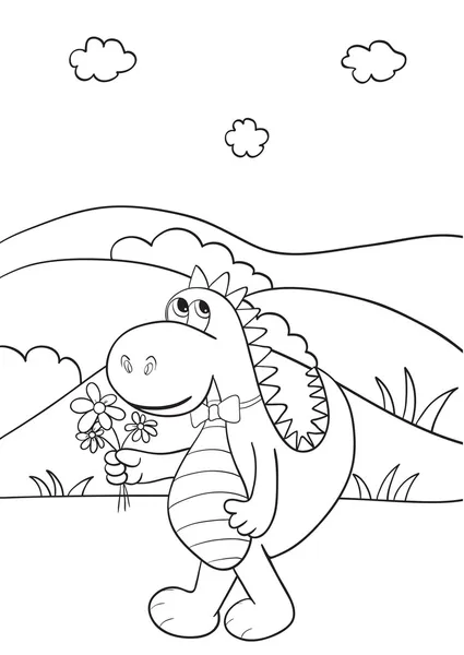 Coloring book with dragon — Stock Vector