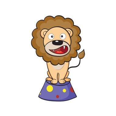 Circus lion on a pedestal clipart