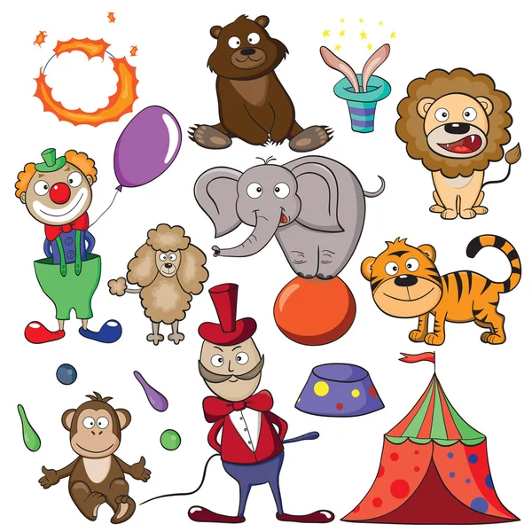 Cirkus doodle sada ikon — Stockový vektor