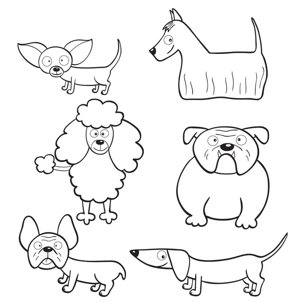 Coloring book with cartoon dogs — Stock Vector