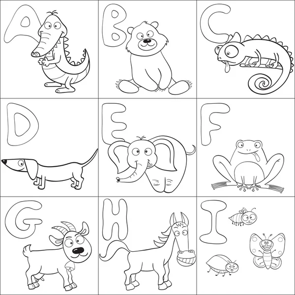 Coloring book with alphabet 1 — Stock Vector