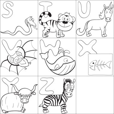 Coloring book with alphabet 3 clipart