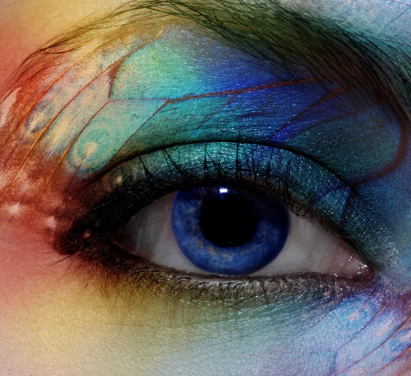 stock image Eye make-up with bright saturetad colors - macro shot