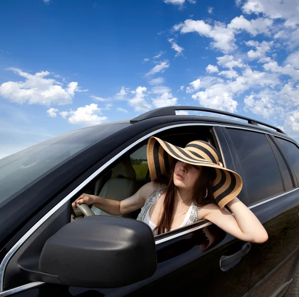 The girl in the car — Stock Photo, Image