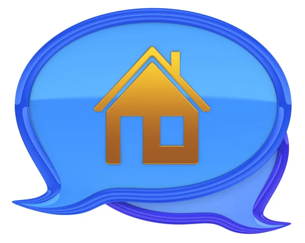 Bulele de vorbire cu pictograma casei — Fotografie, imagine de stoc